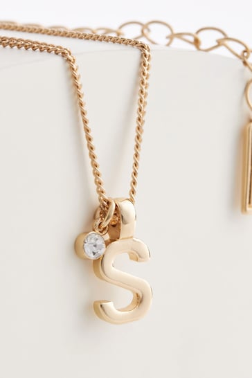 Gold Tone Initial Necklace