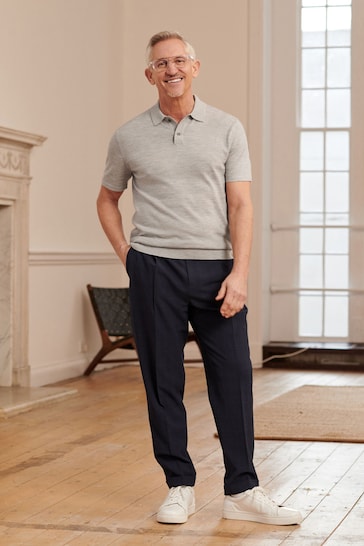 Grey Regular Merino Wool Polo Shirt