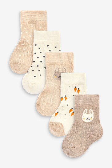 Beige Baby Socks 5 Pack (0mths-2yrs)