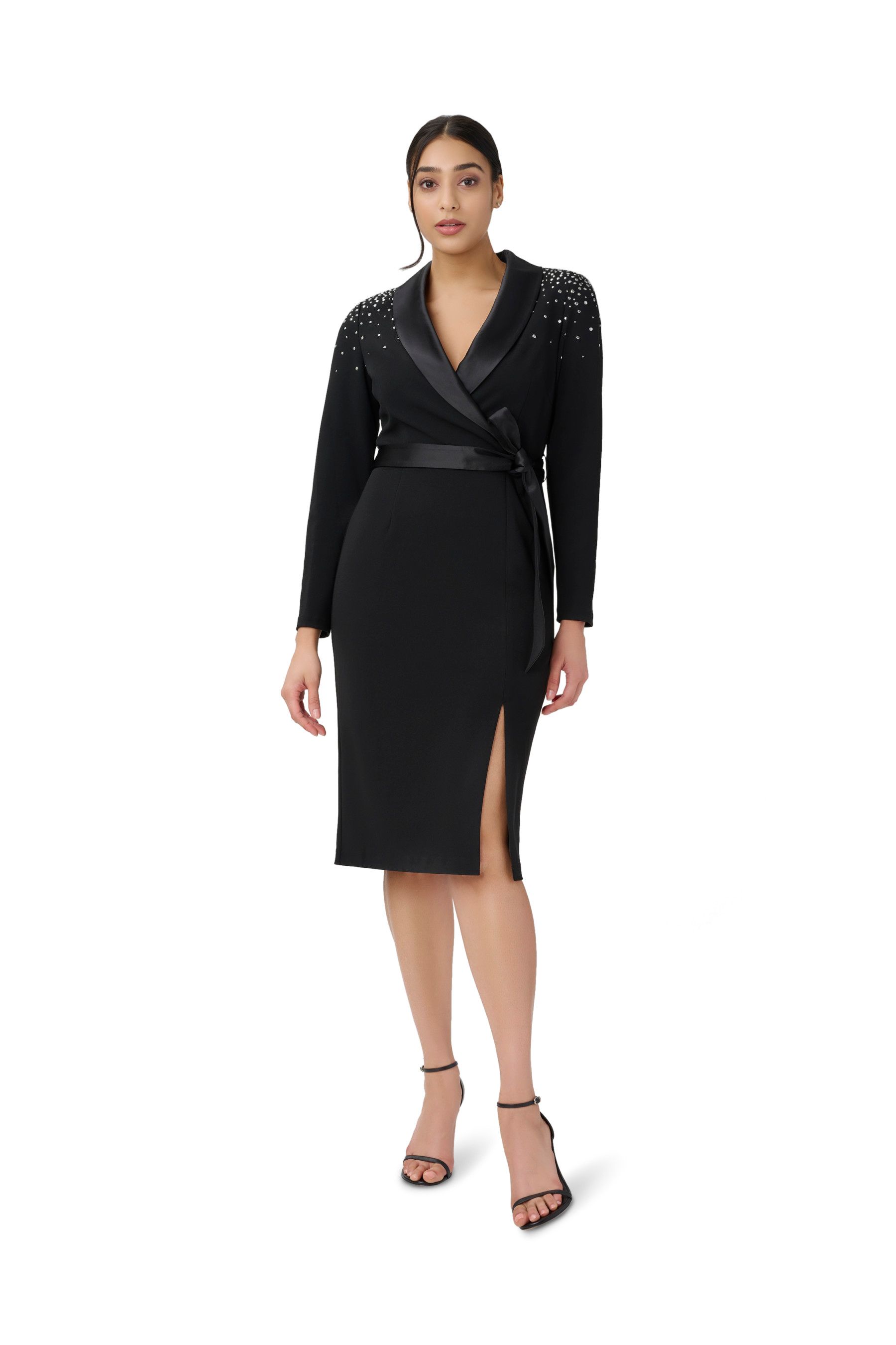 Tuxedo midi dress with sleeves deals