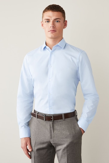 Light Blue Regular Fit Easy Care Single Cuff Shirt