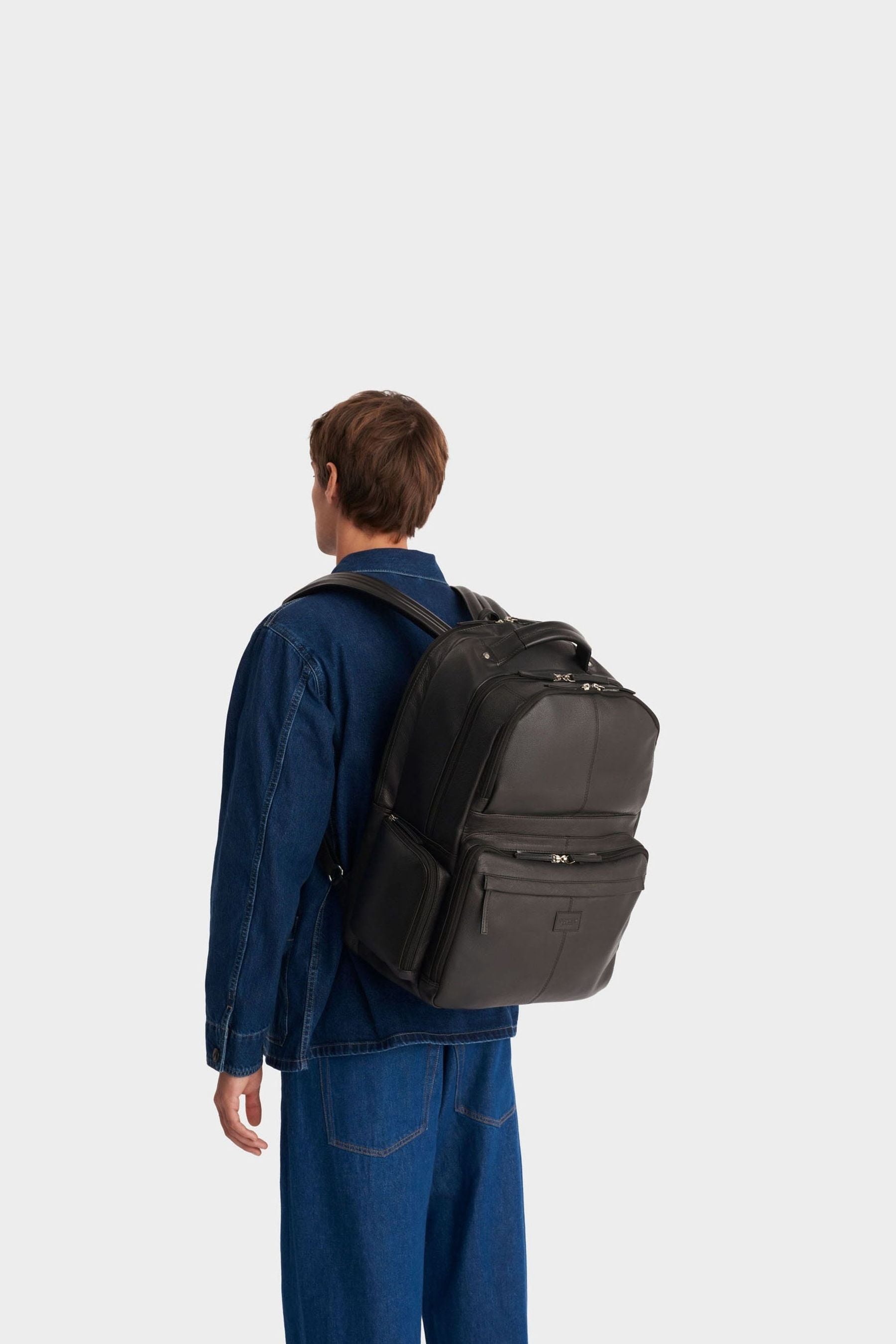 OSPREY LONDON The Lockton Black Leather Backpack