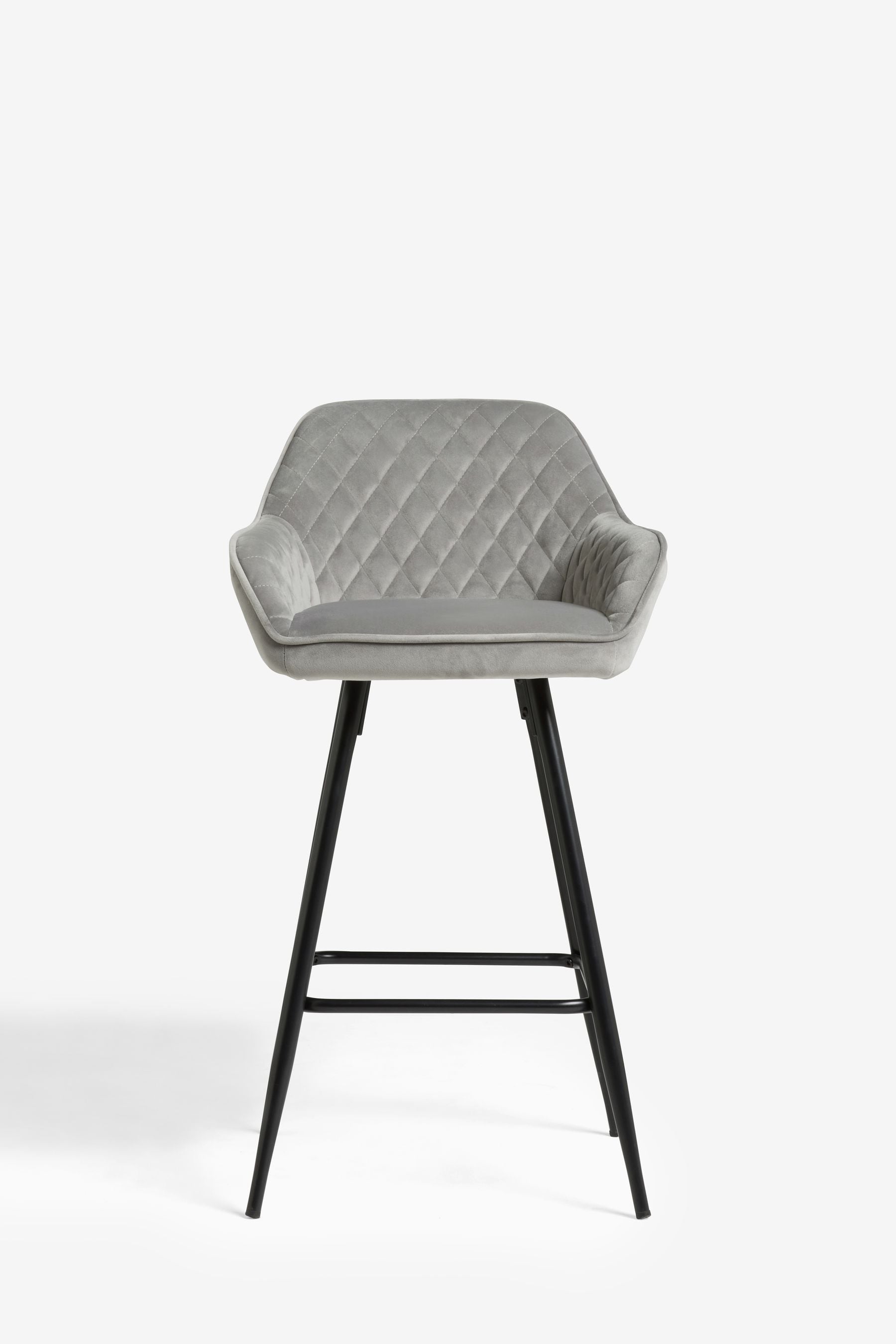 Soft Velvet Mid Grey Black Leg Hamilton Fixed Height Arm Kitchen Bar Stool