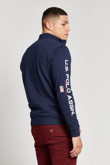 U.S. Polo Assn. Mens Navy Blazer Zip Sport Funnel Sweatshirt