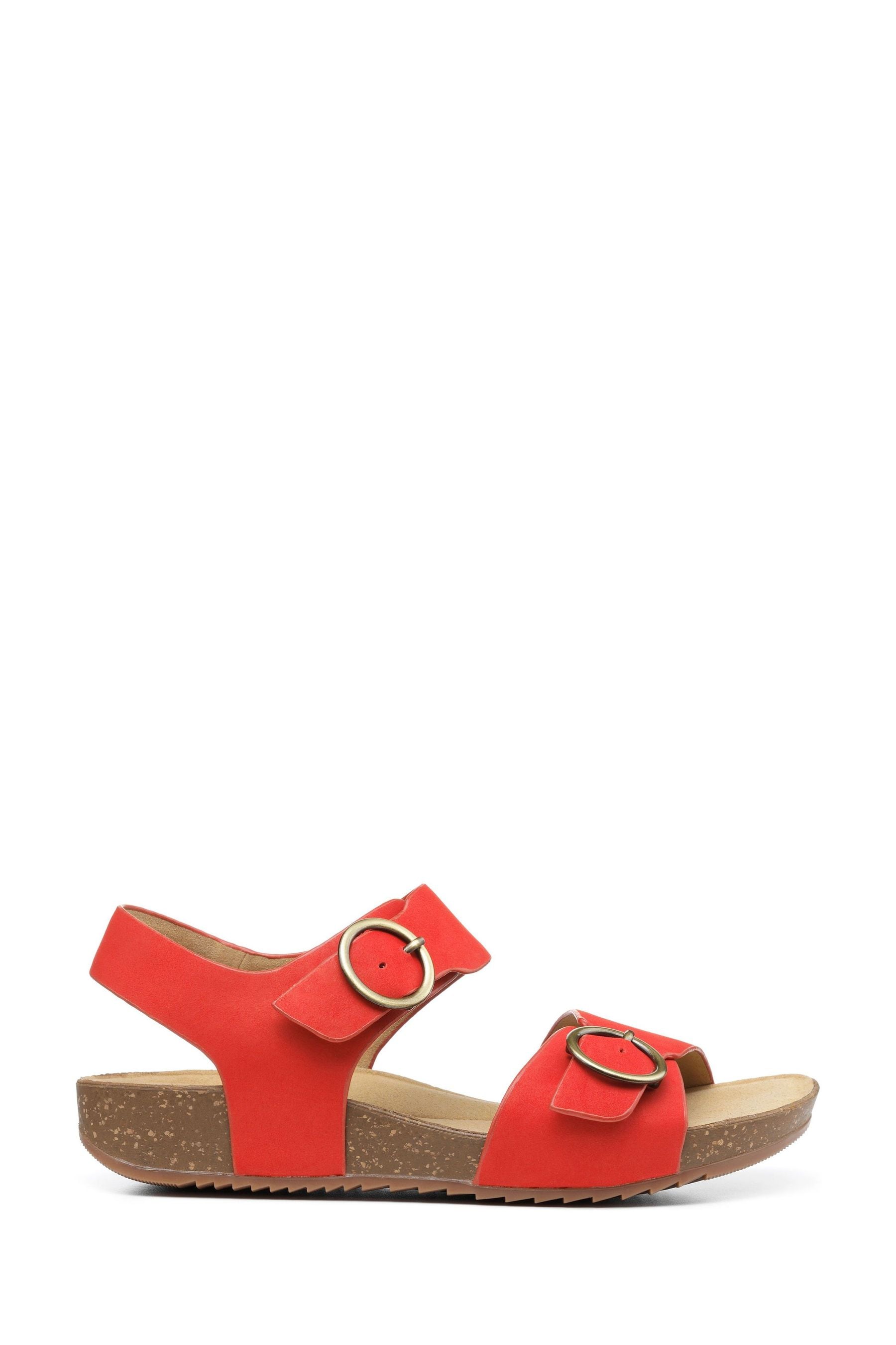 Hotter Red Tourist Wide Fit Buckle Fastening Cork Wedge Sandals