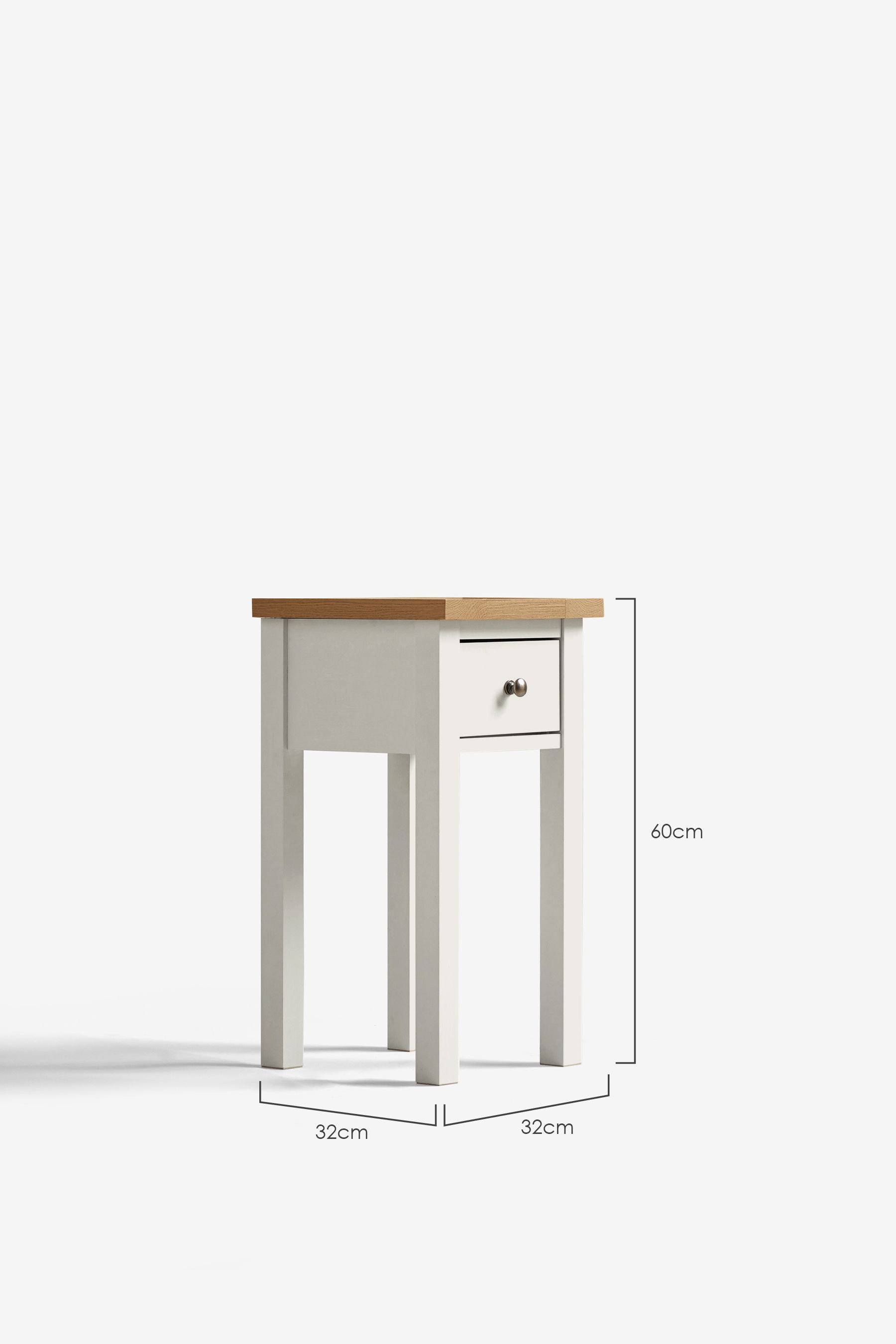 Chalk White Malvern Paint Effect 1 Drawer Slim Bedside Table
