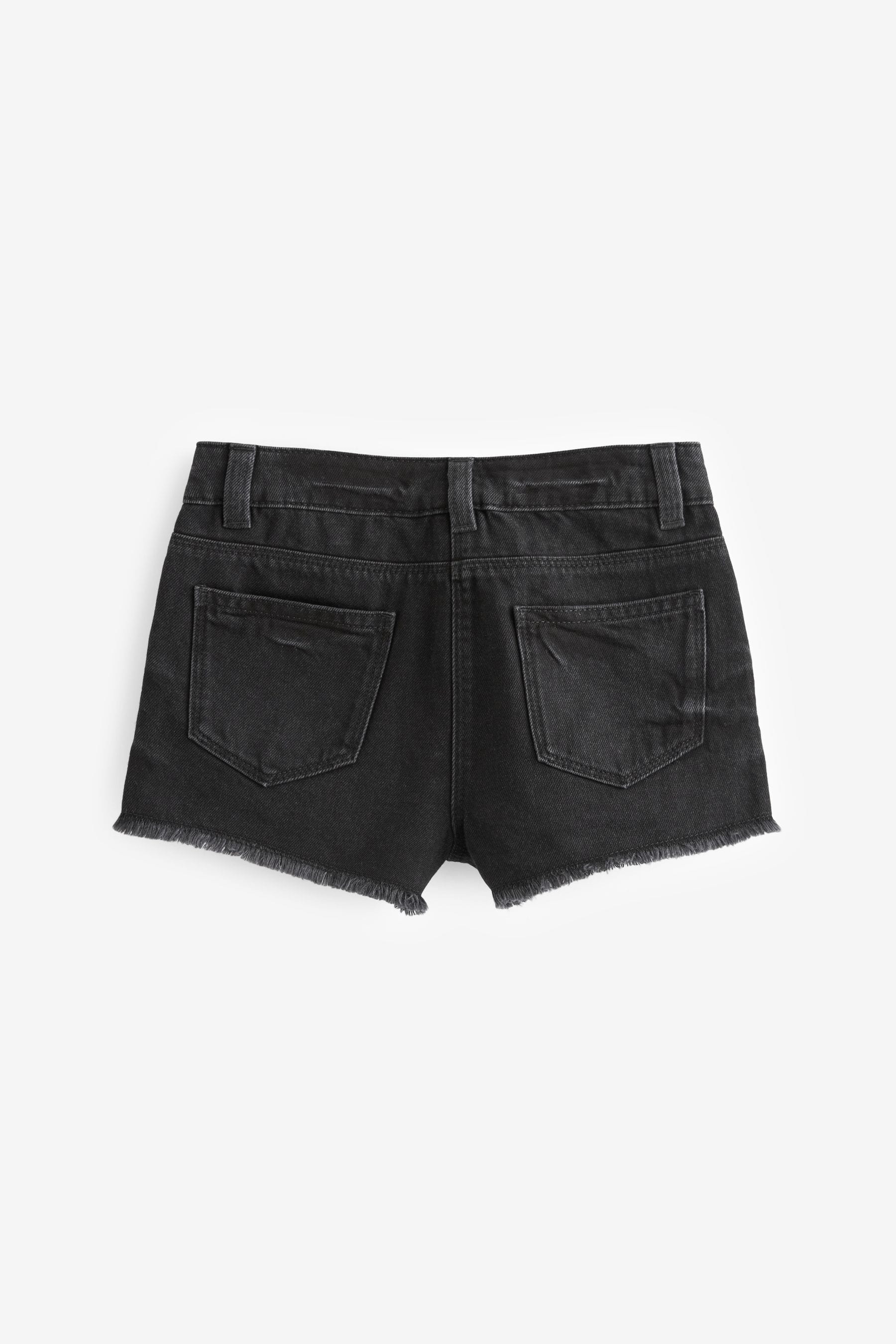 Black Regular Length 100 Cotton Frayed Edge Denim Shorts 3 16yrs