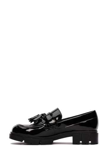 Clarks Black Patent Teala Loafer Shoes