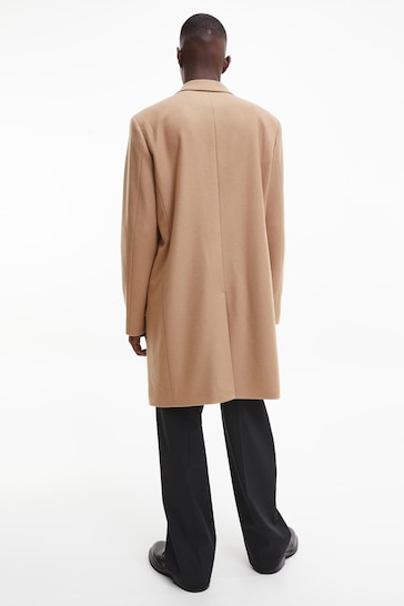 Calvin Klein Brown Recycled Wool Cashmere Coat