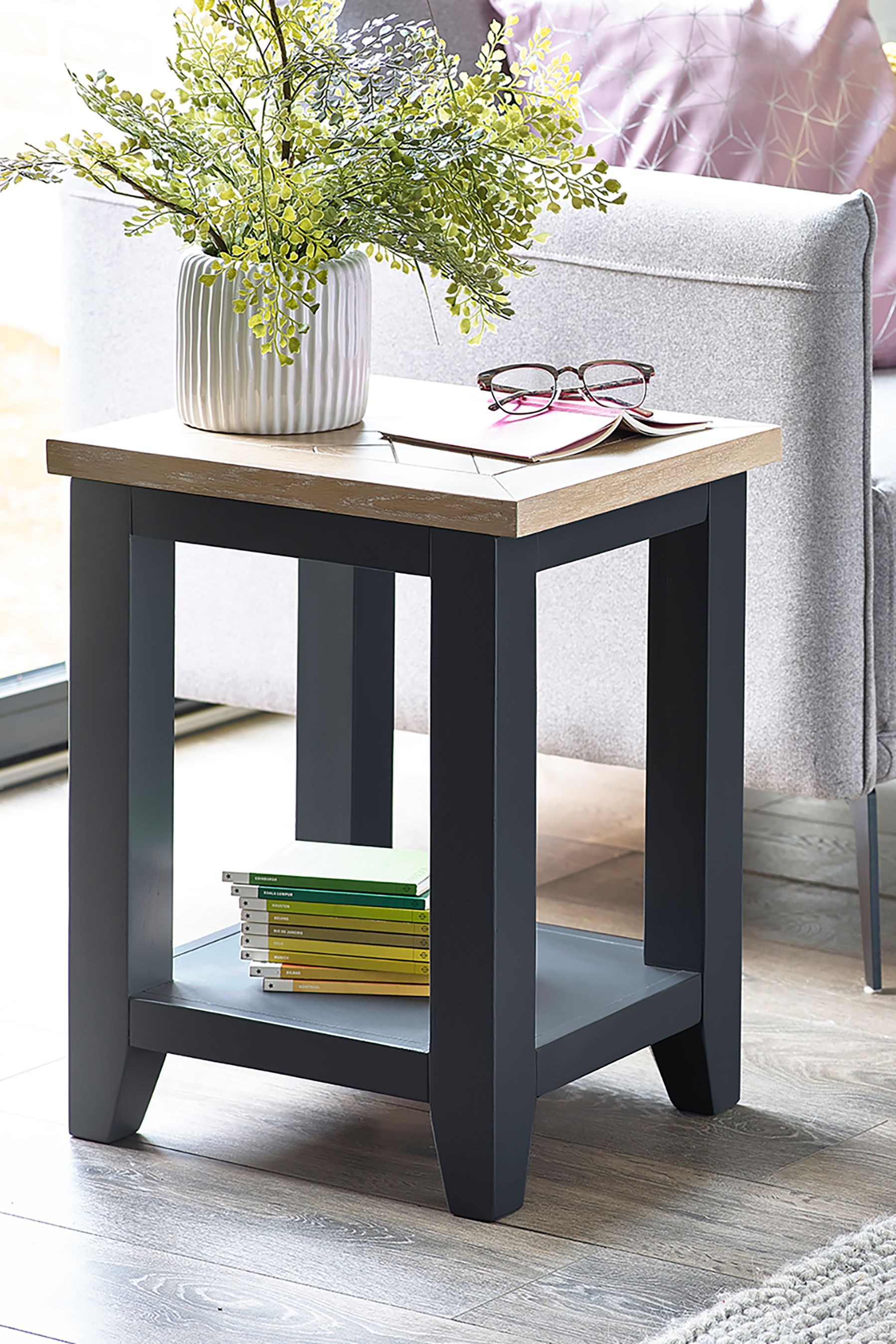 Dark grey side shop table