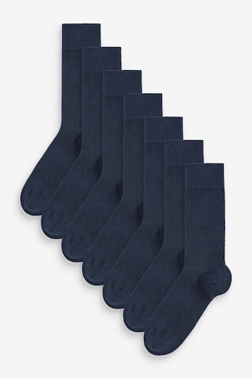 Navy Blue 7 Pack Mens Cotton Rich Socks