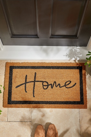Natural Home Slogan Border Doormat