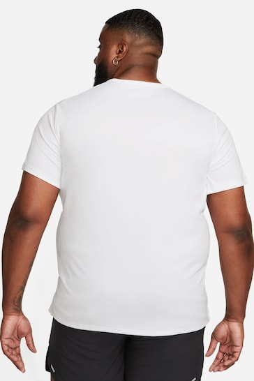 Nike White Miler Dri-FIT UV Running T-Shirt