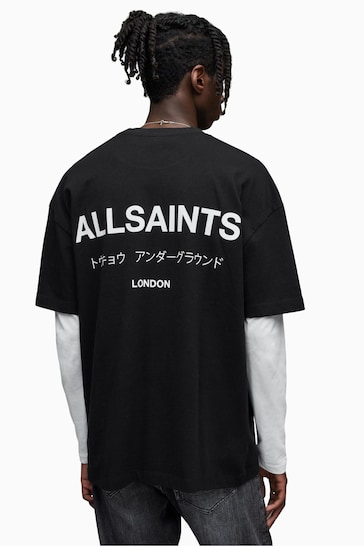 AllSaints Black Underground Crew T-Shirt