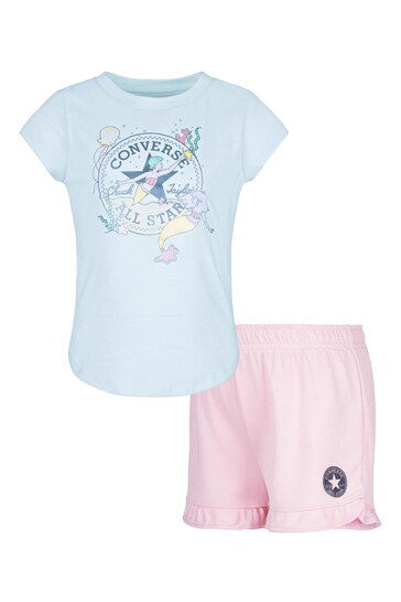 Converse Pink/Aqua Mermaid Little Kids T-Shirt and Shorts Set