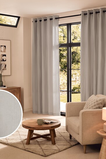 Silver Grey Cotton Super Thermal Eyelet Curtains