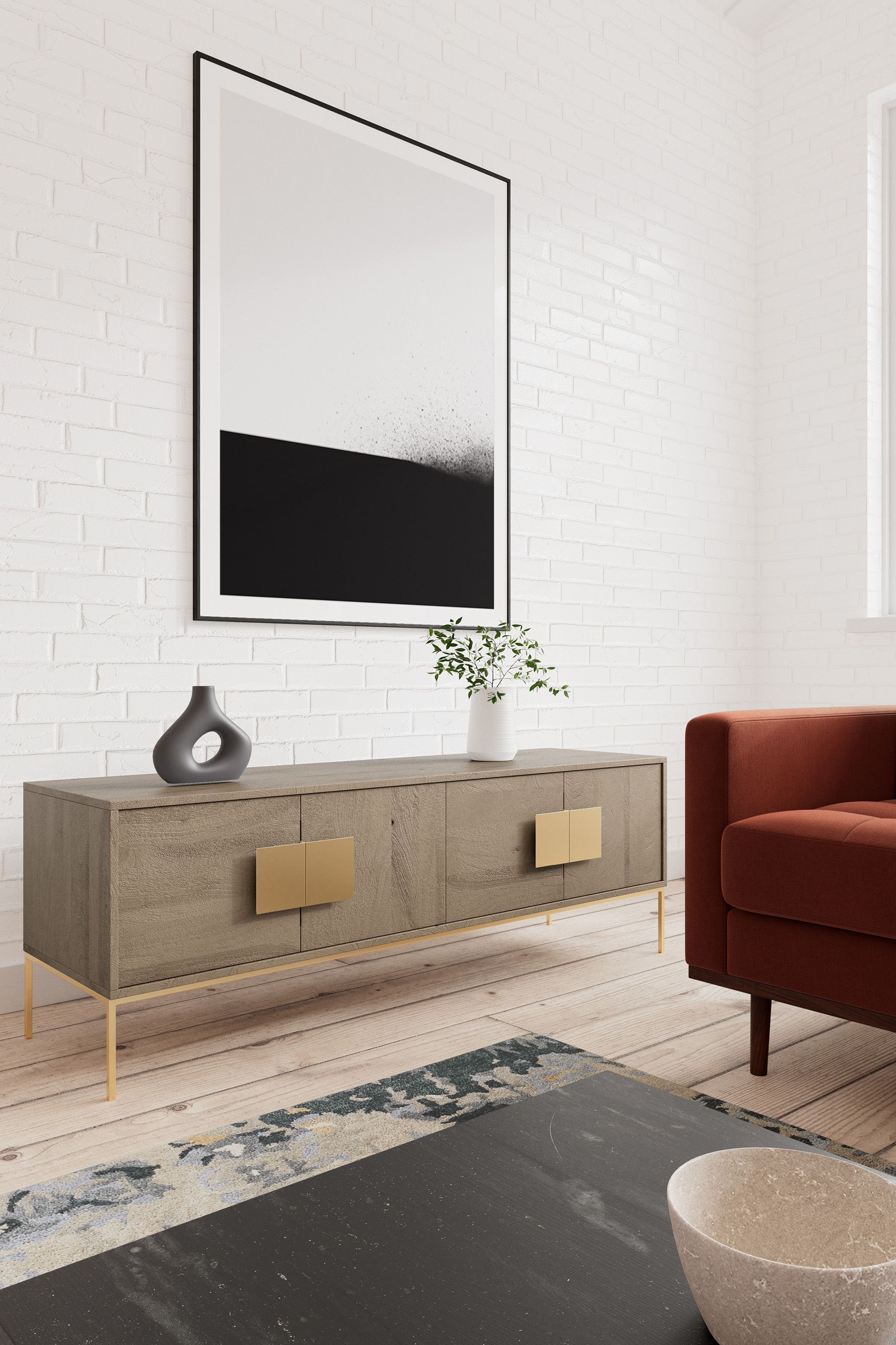 Swoon Grey Banner Brown TV Unit