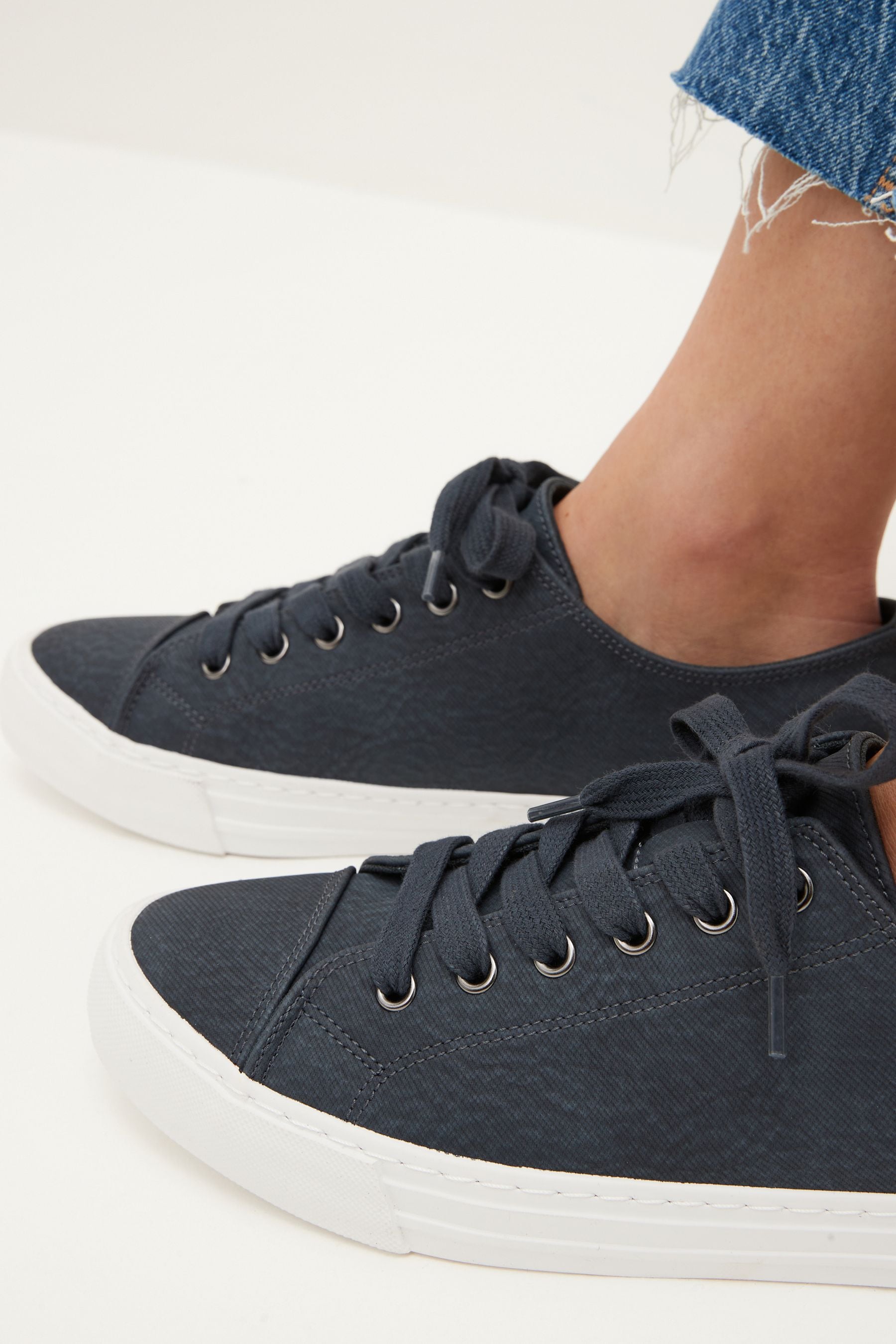 Buy Navy Blue Wide Fit Forever Comfort Baseball Trainers from the