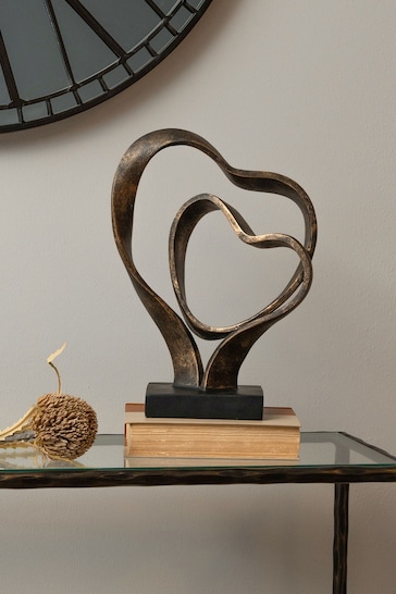 Libra Interiors Gold Double Heart Sculpture
