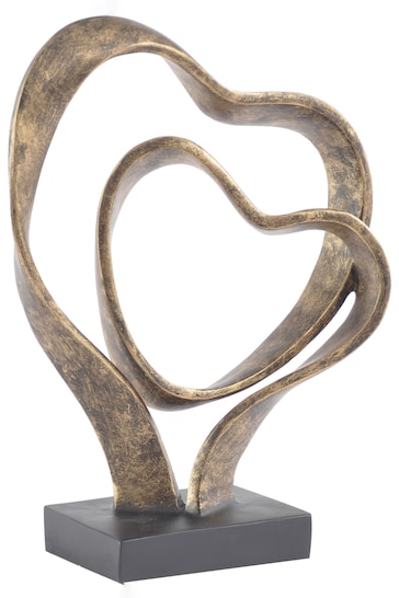 Libra Interiors Gold Double Heart Sculpture