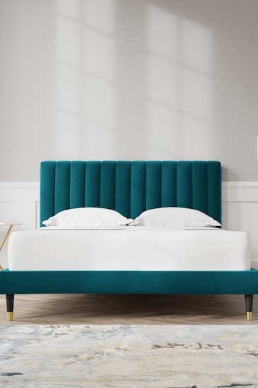 Swoon Easy Velvet Kingfisher Blue Porlock Bed