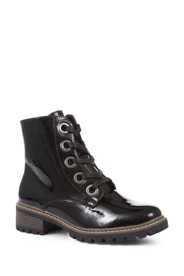 Pavers Metallic Lace Up Ankle Black Boots