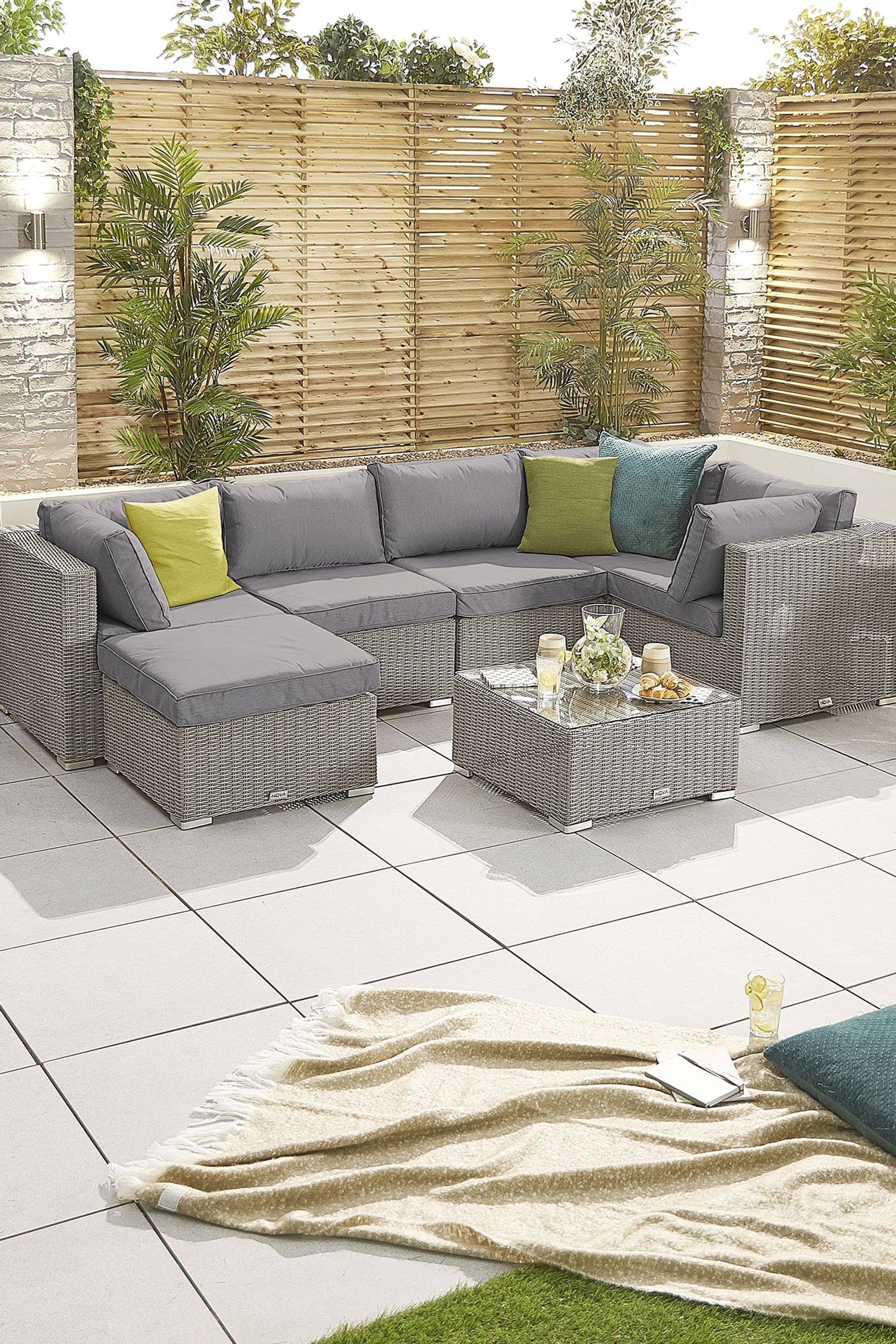 Buy Nova Outdoor Living Grey Modular Square Corner Rattan Sofa Set