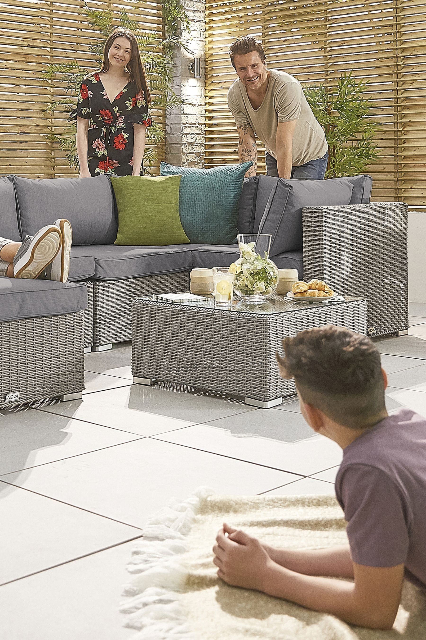Nova Outdoor Living Grey Modular Square Corner Rattan Sofa Set