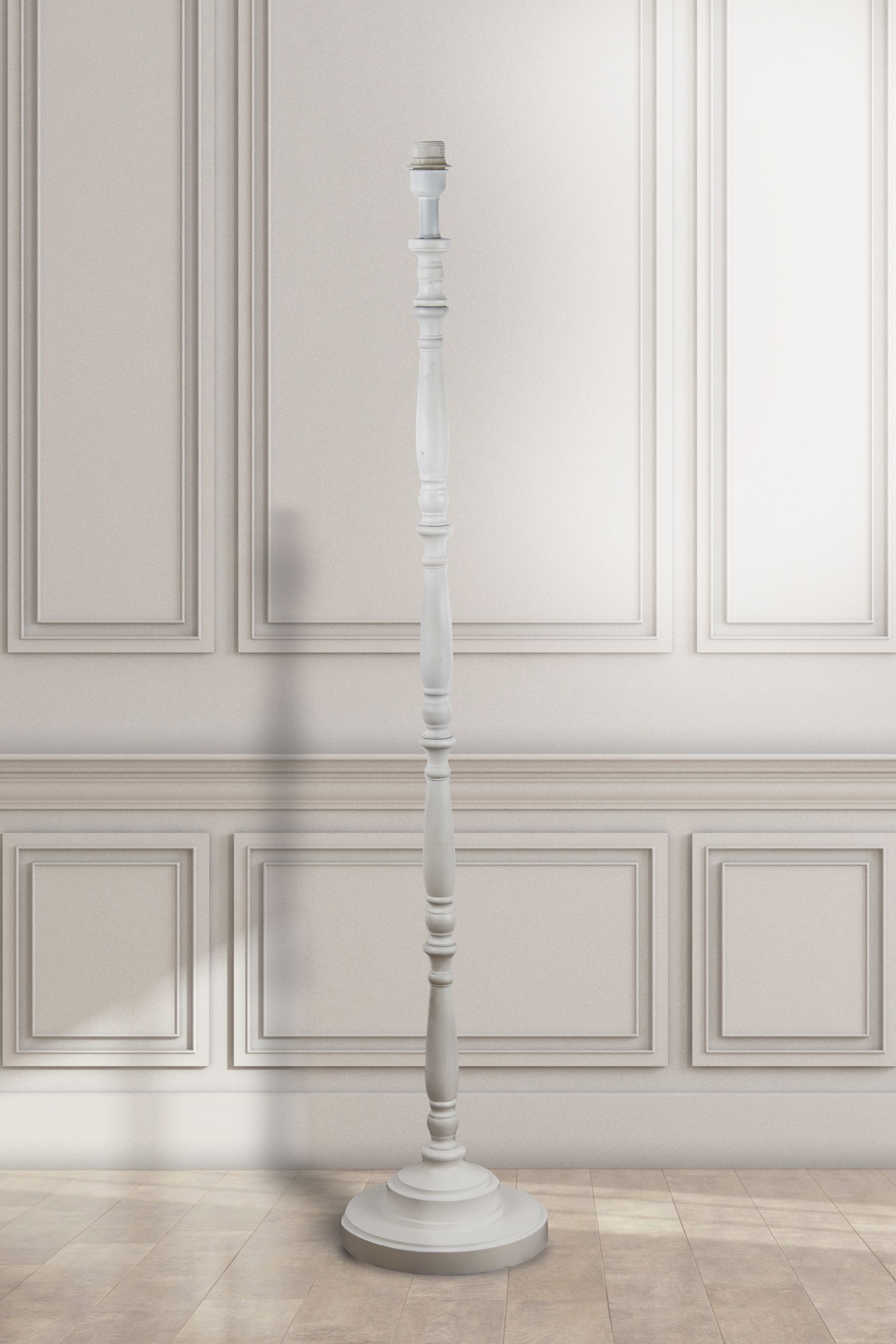 White wooden floor lamp deals base