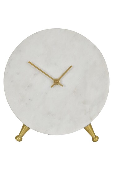 Libra White Round Marble Mantel Clock