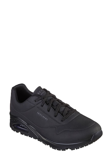 Skechers Black Work Relaxed Fit: Uno Slip Resistant Mens Trainers