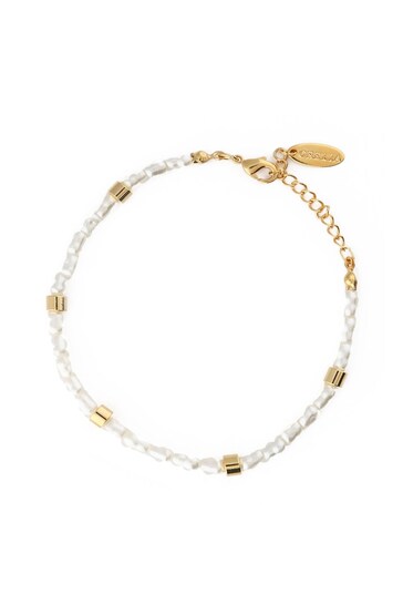 Orelia London 18K Gold Pearl & Gold Bead Bracelet
