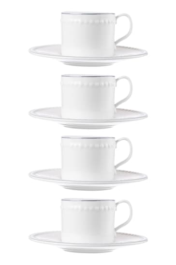 Mary Berry Set of 4 White Signature Espresso Cup & Saucers