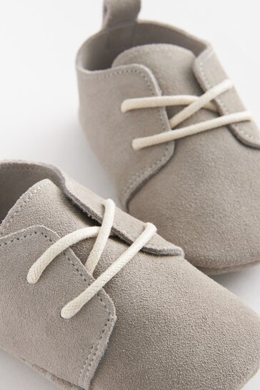 Grey Suede Lace-Up Baby Shoes (0-24mths)
