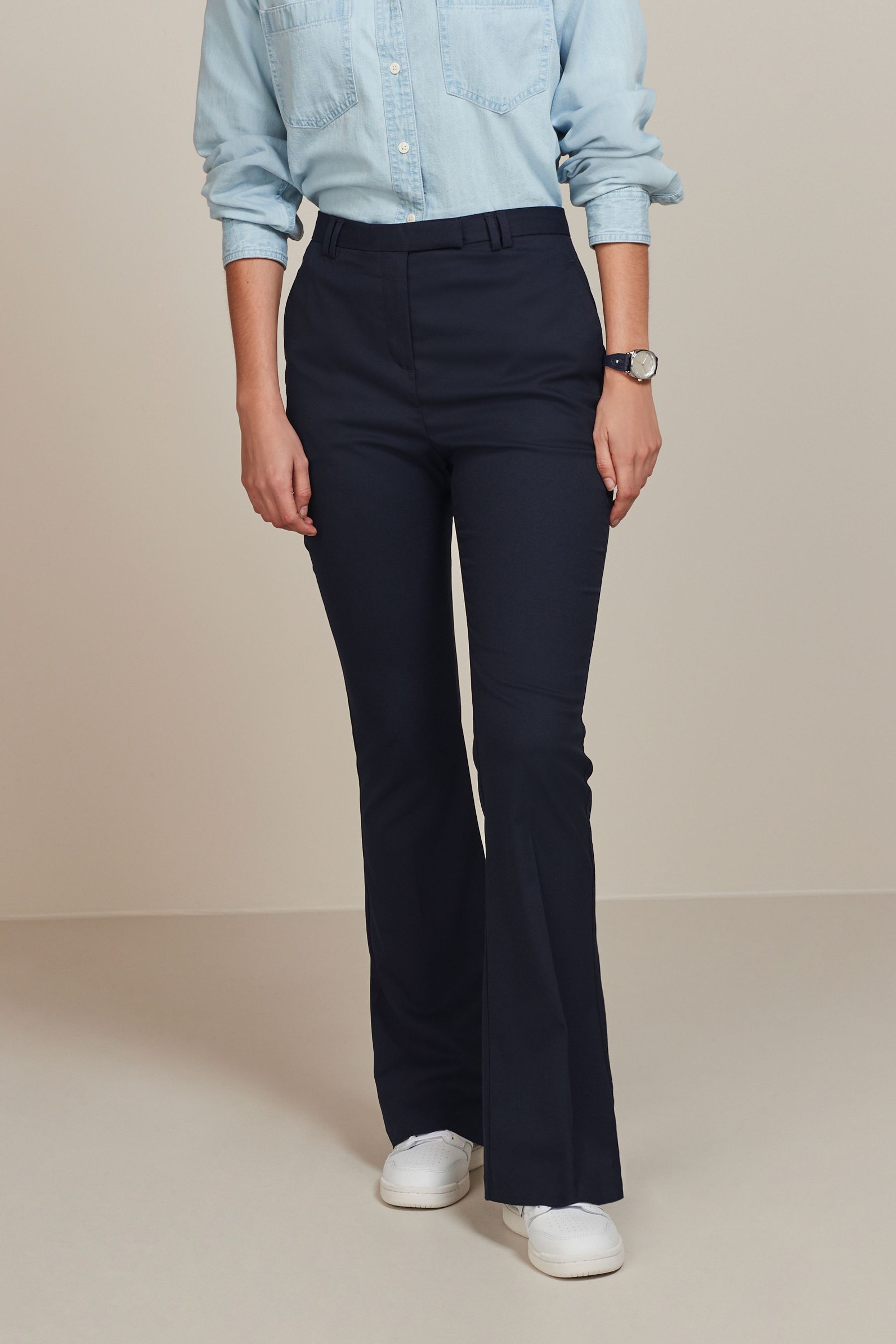 Navy Blue Tailored Bootcut Trousers