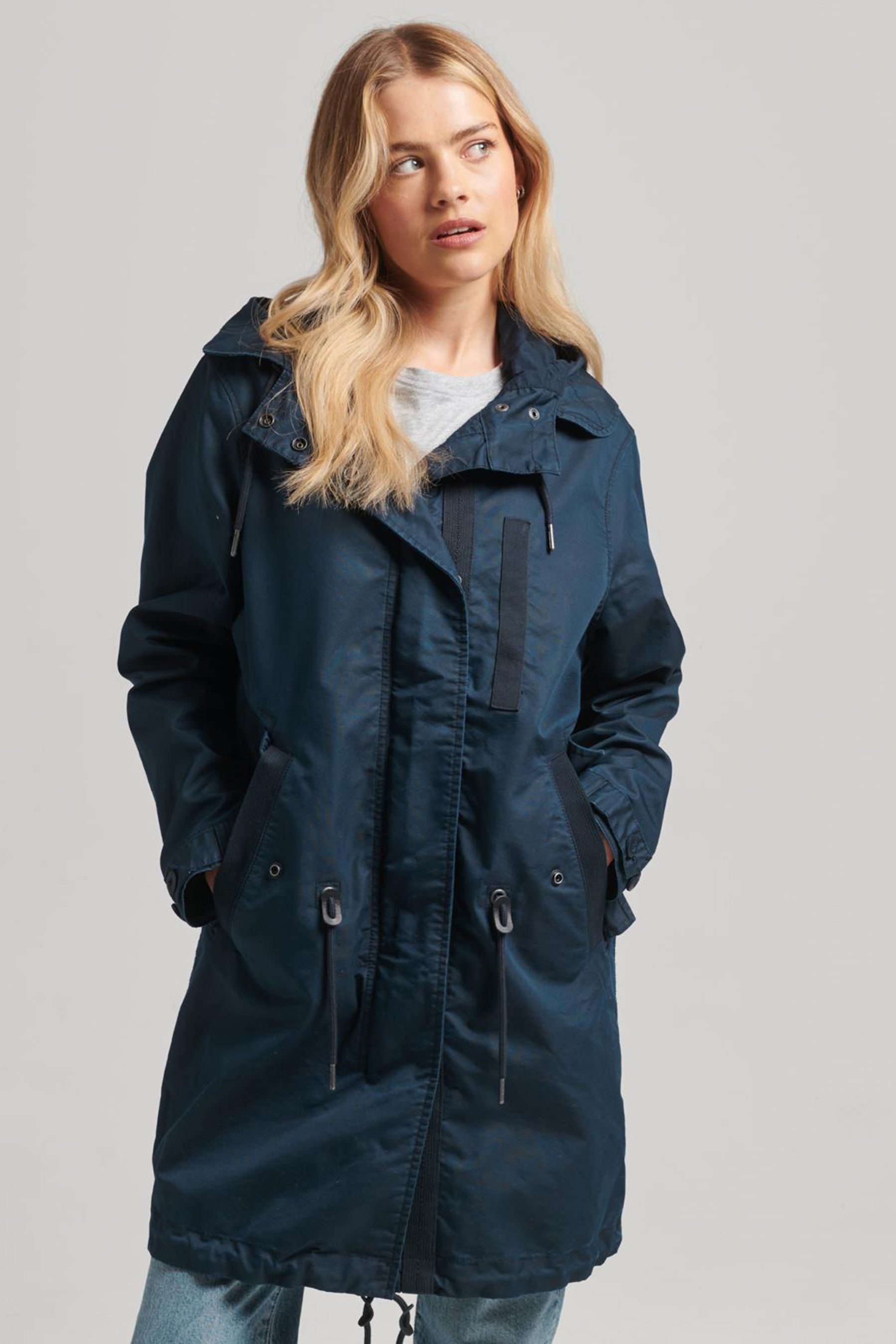 Superdry navy deals label coat