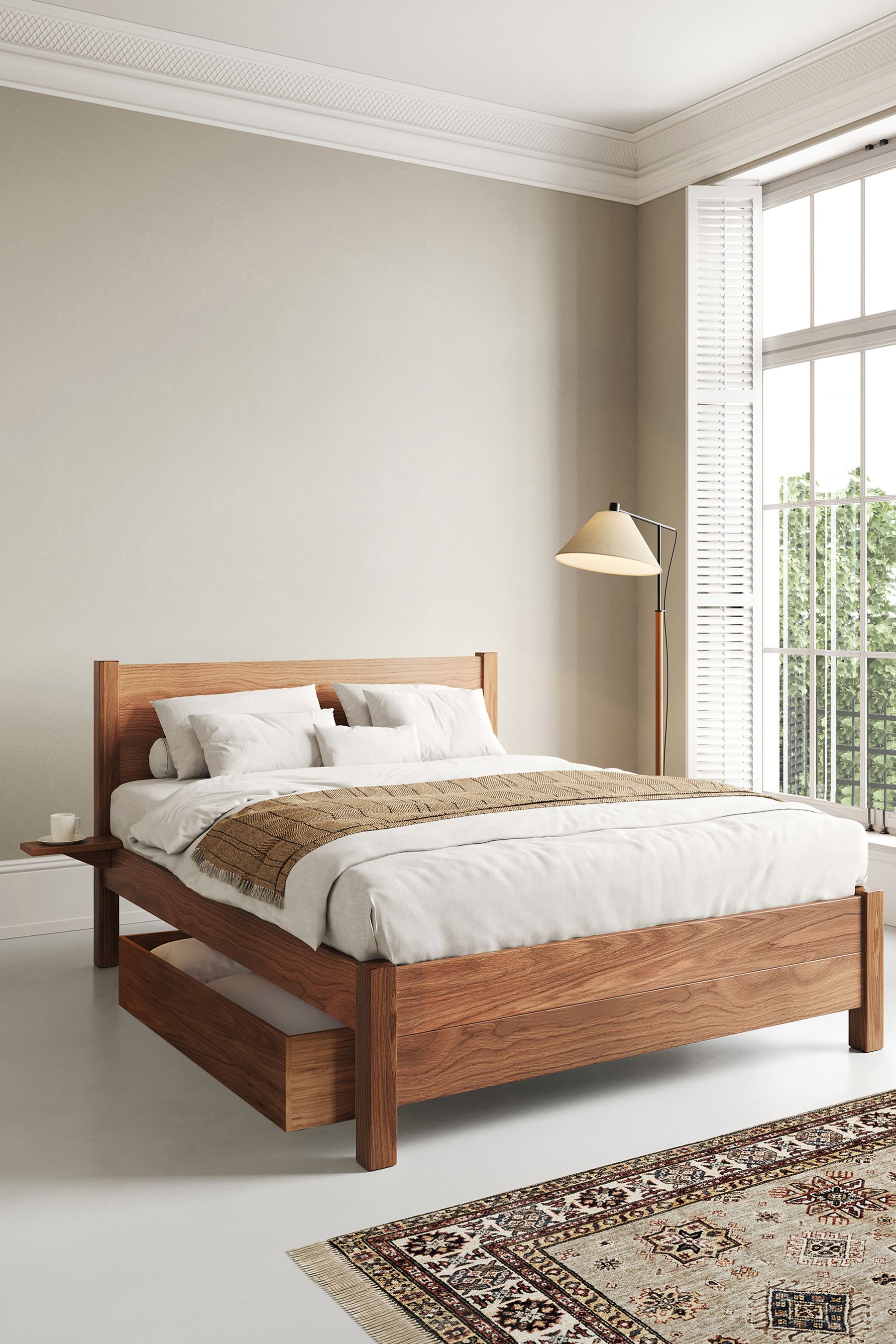 Get Laid Beds Oak Oxford Square Leg Bed Combo