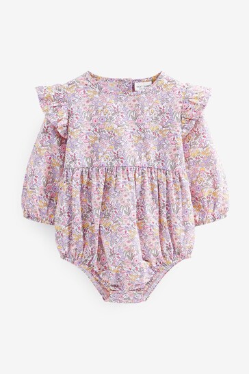 Pink Floral Woven Baby Bodysuit