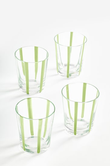 Jasper Conran London Green Set of 4 Short Tumbler Glasses