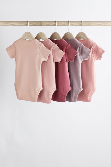 Pink Baby 5 Pack Essential Short Sleeve Bodysuits