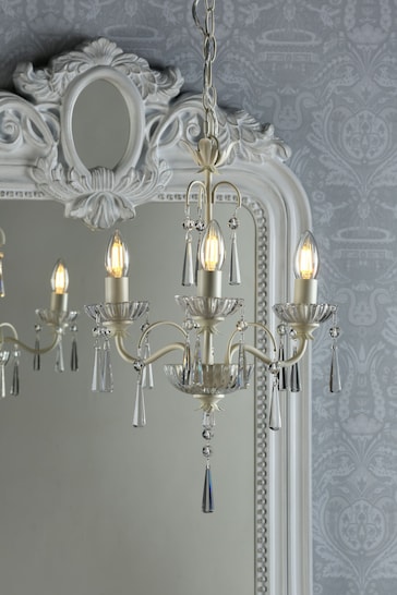 Laura Ashley Cream Margo 3 Painted Crystal Chandelier Ceiling Light