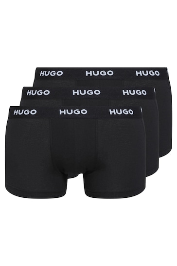 HUGO Stretch-Cotton Trunks 3 Pack With Logo Waistbands
