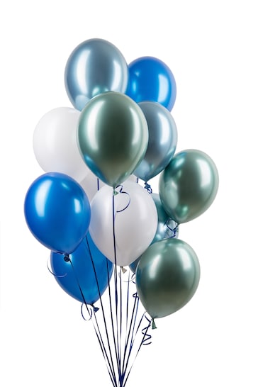 Party Pieces 24 Pack Multi Assorted Metallic Glossy Blue/White Balloons