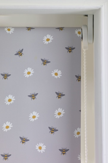 Grey Bee and Daisy Moisture Resistant Ready Made Roller Blind