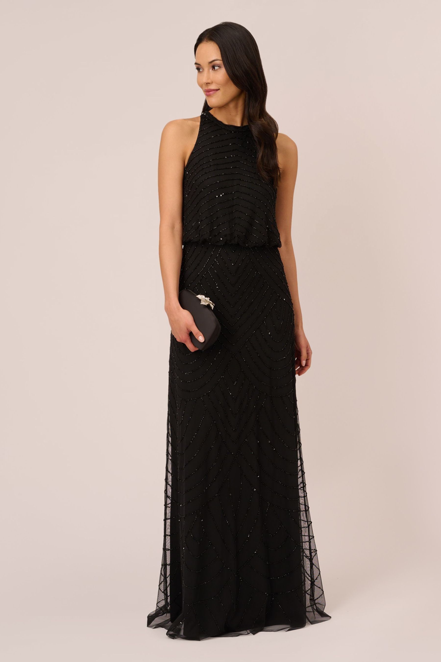 Adrianna papell beaded halter gown hotsell