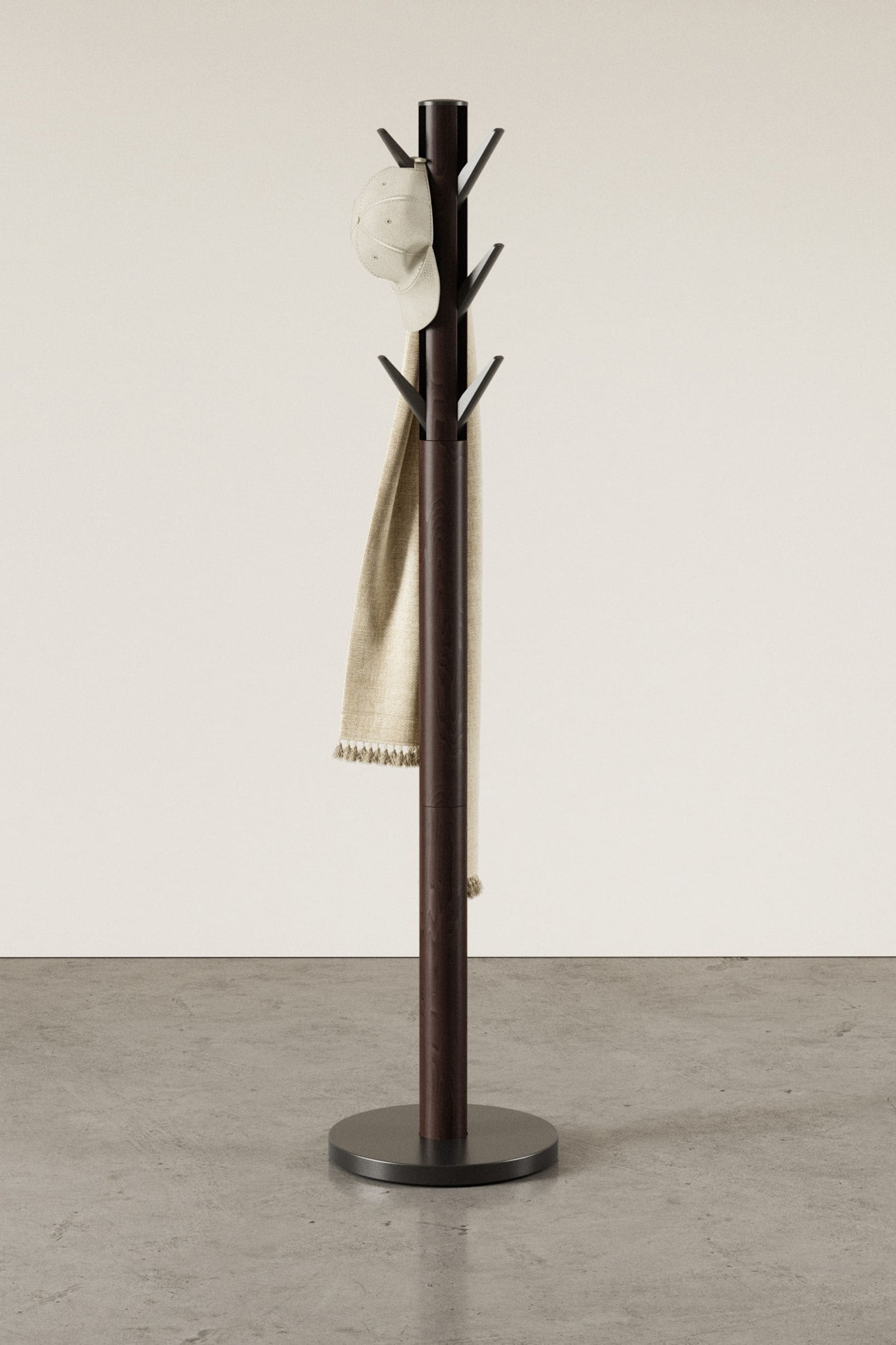 Dark wood shop coat stand