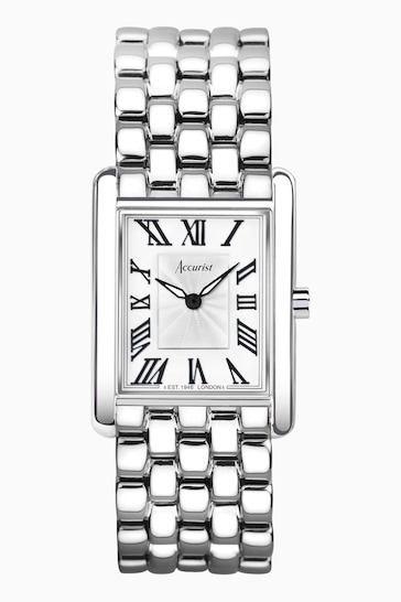 Accurist Womens Silver Tone Rectangle Stainless Steel Bracelet Analogue Watch