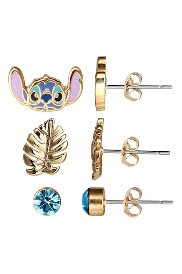 Peers Hardy Disney Lilo & Stitch Gold Tone Coloured 3 Piece Earring Set