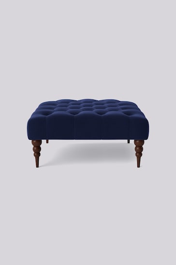 Swoon Easy Velvet Ink Blue Plymouth Square Ottoman
