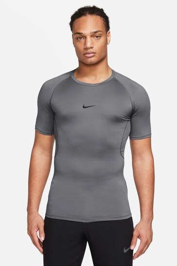 Nike Smoke Grey Pro Dri-FIT Tight Short Sleeve Top